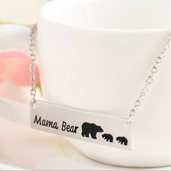 Pawsitively Posh Jewelry - {ASHLEY} mama bear silver bar motherhood necklace